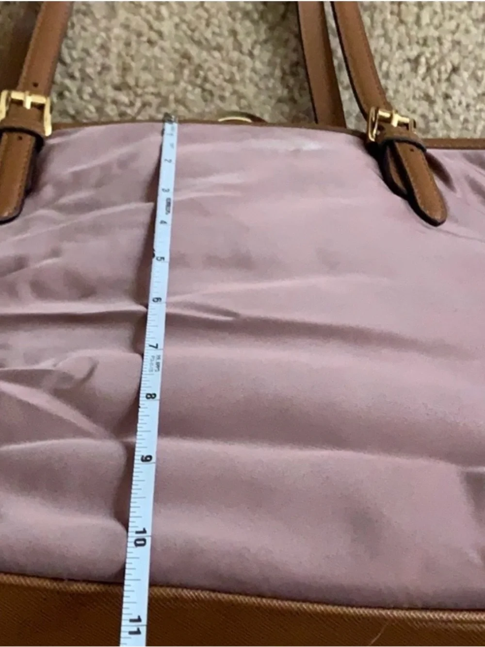 Michael Kors Mauve and Brown Leather-Trim Tote